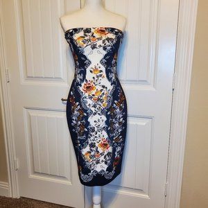 Express Strapless Fitted Midi Dress